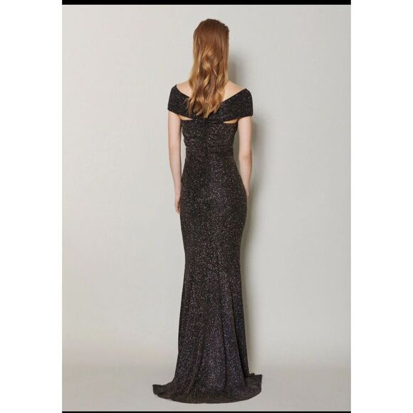 Talbot Runhof tokara stardust off the shoulder knit multidimensional multi color - Picture 9 of 16